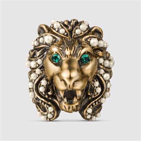 gucci mens lion head ring|lion head rings.